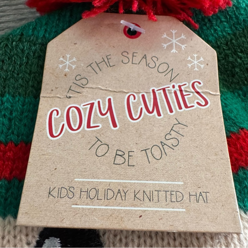 Cozy Cuties Christmas Kids Boys Girls Holiday Knitted Hat Beanie Elf 8+ - Picture 4 of 5